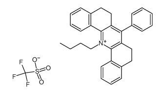 14-butyl-7-phenyl-5,6,8,9-tetrahydrodibenzo[c,h]acridin-14-ium trifluoromethanesulfonate结构式