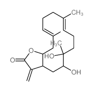 (7E)-11,12-dihydroxy-3,7,11-trimethyl-15-methylidene-17-oxabicyclo[12.3.0]heptadeca-3,7-dien-16-one Structure