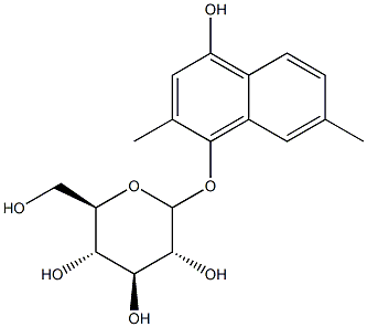 2,7-Dimethyl-1,4-dihydroxynaphthalene 1-O-glucoside结构式