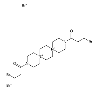 3-bromo-1-[12-(3-bromopropanoyl)-3,12-diaza-6,9-diazoniadispiro[5.2.59.26]hexadecan-3-yl]propan-1-one,dibromide Structure
