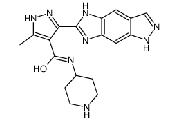 3-(1,5-Dihydroimidazo[4,5-f]indazol-6-yl)-5-methyl-N-(4-piperidin yl)-1H-pyrazole-4-carboxamide结构式