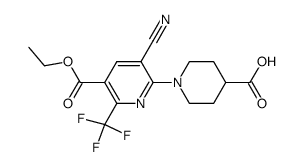 1-[3-cyano-5-(ethoxycarbonyl)-6-(trifluoromethyl)pyridin-2-yl]piperidine-4-carboxylic acid结构式