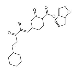 [3aR-(3aalpha,4alpha,5beta,6aalpha)]-4-(2-bromo-5-cyclohexyl-3-oxopent-1-enyl)hexahydro-2-oxo-2H-cyclopenta[b]furan-5-yl benzoate Structure