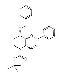(2R,3R,4R)-N-tert-butoxycarbonyl-3,4-dibenzyloxy-2-vinylpiperidine结构式
