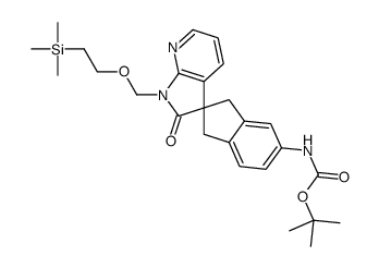 2-Methyl-2-propanyl [(2R)-2'-oxo-1'-{[2-(trimethylsilyl)ethoxy]me thyl}-1,1',2',3-tetrahydrospiro[indene-2,3'-pyrrolo[2,3-b]pyridin ]-5-yl]carbamate structure