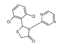 2-(2,6-dichlorophenyl)-3-pyrazin-2-yl-1,3-thiazolidin-4-one结构式