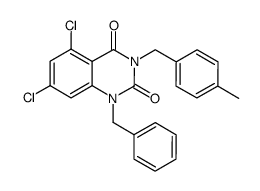 1-benzyl-5,7-dichloro-3-(4-methyl-benzyl)-1H-quinazoline-2,4-dione结构式