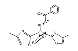 (thiobenzoato)[tris(4-methylthiazol-2-yl)phosphine]gold Structure
