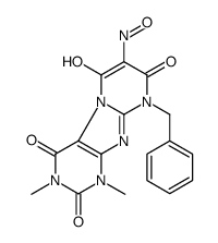 6-羟基-1,3-二甲基-7-亚硝基-9-(苯基甲基)-嘧啶并[2,1-f]嘌呤-2,4,8(1H,3H,9H)-三酮结构式