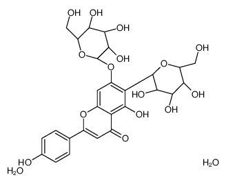 5-hydroxy-2-(4-hydroxyphenyl)-6-[(2S,3R,4R,5S,6R)-3,4,5-trihydroxy-6-(hydroxymethyl)oxan-2-yl]-7-[(2S,3R,4R,5S,6R)-3,4,5-trihydroxy-6-(hydroxymethyl)oxan-2-yl]oxychromen-4-one,dihydrate Structure