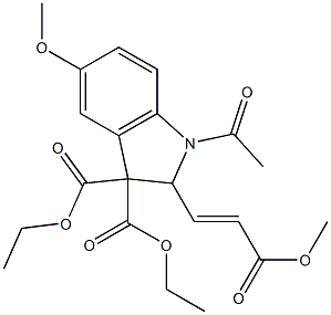 diethyl (E)-1-acetyl-5-methoxy-2-(3-methoxy-3-oxoprop-1-en-1-yl)indoline-3,3-dicarboxylate Structure