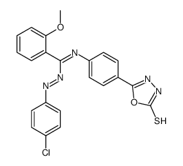 N-(4-chlorophenyl)imino-2-methoxy-N'-[4-(2-sulfanylidene-3H-1,3,4-oxadiazol-5-yl)phenyl]benzenecarboximidamide结构式