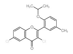 4H-1-Benzopyran-4-one,3,6-dichloro-2-[5-methyl-2-(1-methylethoxy)phenyl]- Structure