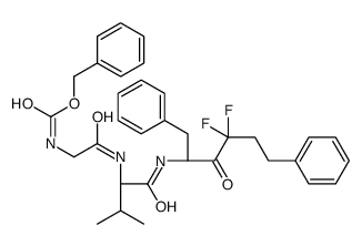 benzyl N-[2-[[(2S)-1-[[(2S)-4,4-difluoro-3-oxo-1,6-diphenylhexan-2-yl]amino]-3-methyl-1-oxobutan-2-yl]amino]-2-oxoethyl]carbamate结构式