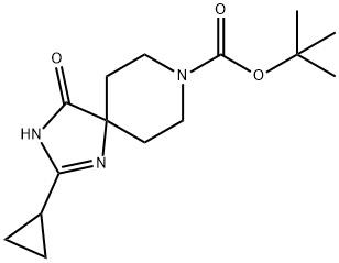 tert-Butyl 2-cyclopropyl-4-oxo-1,3,8-triazaspiro[4.5]dec-1-ene-8-carboxylate structure