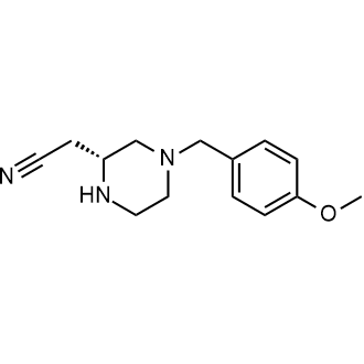 (R)-2-(4-(4-甲氧基苄基)哌嗪-2-基)乙腈结构式