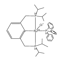 [RuCl(C6H3(CH2P(iPr)2)2-2,6)(PPh3)] Structure