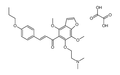 2-[[4,7-dimethoxy-5-[(E)-3-(4-propoxyphenyl)prop-2-enoyl]-1-benzofuran-6-yl]oxy]ethyl-dimethylazanium,2-hydroxy-2-oxoacetate Structure