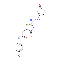 N-(4-bromophenyl)-2-((E)-4-oxo-2-(((E)-2-oxothiazolidin-4-ylidene)hydrazono)thiazolidin-5-yl)acetamide结构式