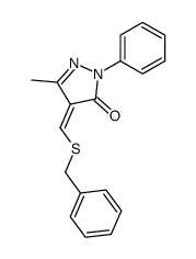 4-benzylsulfanylmethylene-5-methyl-2-phenyl-2,4-dihydro-pyrazol-3-one结构式