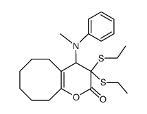 3,3-bis-ethylsulfanyl-4-(N-methyl-anilino)-3,4,5,6,7,8,9,10-octahydro-cycloocta[b]pyran-2-one结构式