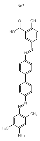 Benzoic acid,5-[2-[4'-[2-(4-amino-2,5-dimethylphenyl)diazenyl][1,1'-biphenyl]-4-yl]diazenyl]-2-hydroxy-,sodium salt (1:1)结构式