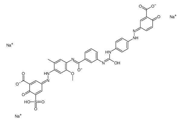 trisodium 5-[[4-[[3-[[[[4-[(3-carboxylato-4-hydroxyphenyl)azo]phenyl]amino]carbonyl]amino]benzoyl]amino]-5-methoxy-2-tolyl]azo]-3-sulphonatosalicylate结构式