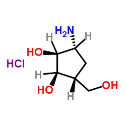(1R,2S,3R,4R)-2,3-二羟基-4-(羟甲基)-1-氨基环戊烷盐酸盐结构式