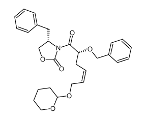 (S)-4-Benzyl-3-[(Z)-(R)-2-benzyloxy-6-(tetrahydro-pyran-2-yloxy)-hex-4-enoyl]-oxazolidin-2-one Structure