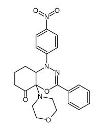 4a-morpholino-1-(4-nitrophenyl)-3-phenyl-6,7,8,8a-tetrahydro-1H-benzo[e][1,3,4]oxadiazin-5(4aH)-one Structure