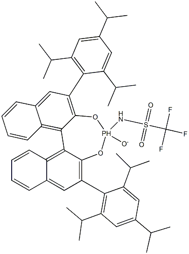 1,1,1-三氟-N-[(11BS)-4-氧-2,6-双[2,4,6-三异丙基苯基]联萘并[2,1-D:1',2'-F][1,3,2]二氧磷杂-4-基]甲磺酰胺结构式