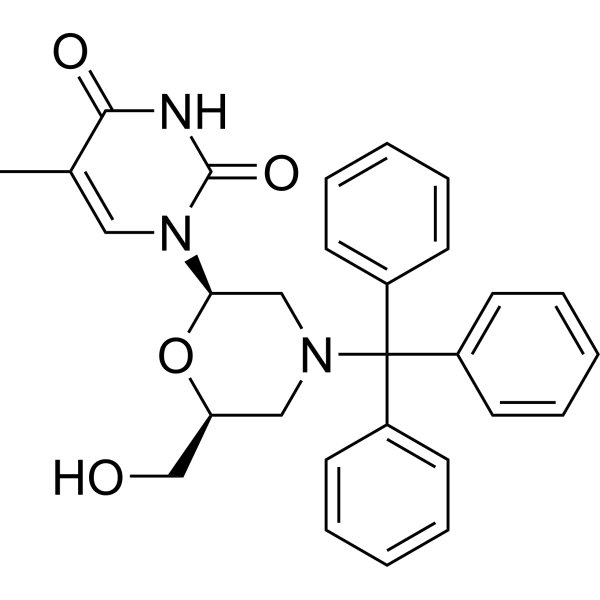 7'-OH-N-三苯甲基吗啉代胸腺嘧啶结构式
