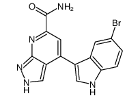 4-(5-bromo-1H-indol-3-yl)-1H-pyrazolo[3,4-b]pyridine-6-carboxamide结构式