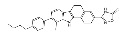 3-[9-(4-Butyl-phenyl)-10-fluoro-5,11-dihydro-6H-benzo[a]carbazol-3-yl]-4H-[1,2,4]oxadiazol-5-one结构式