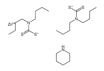 bis(dibutyldithiocarbamato-S,S')(piperidine)zinc structure