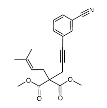 dimethyl 2-(3-(3-cyanophenyl)prop-2-ynyl)-2-(3-methylbut-2-enyl)malonate Structure