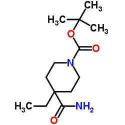 1-Boc-4-乙基-4-哌啶甲酰胺结构式