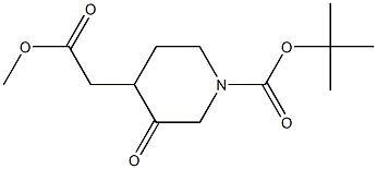 4-PIPERIDINEACETIC ACID, 1-[(1,1-DIMETHYLETHOXY)CARBONYL]-3-OXO-, METHYL ESTER Structure