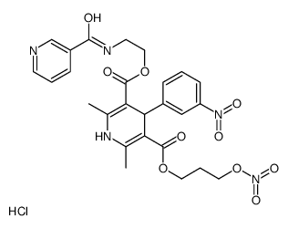 3-O-(3-nitrooxypropyl) 5-O-[2-(pyridine-3-carbonylamino)ethyl] 2,6-dimethyl-4-(3-nitrophenyl)-1,4-dihydropyridine-3,5-dicarboxylate,hydrochloride结构式