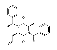 (3R,6R)-3-methyl-1,4-di-((S)-1-phenylethyl)-6-(prop-2-enyl)piperazine-2,5-dione Structure