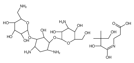 (2R,3S,4S,5R,6R)-2-(aminomethyl)-6-[(1R,2R,3S,4R,6S)-4,6-diamino-3-[(2S,3R,4S,5S,6R)-4-amino-3,5-dihydroxy-6-(hydroxymethyl)oxan-2-yl]oxy-2-hydroxycyclohexyl]oxyoxane-3,4,5-triol,3-[[(2R)-2,4-dihydroxy-3,3-dimethylbutanoyl]amino]propanoic acid结构式