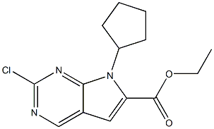 ethyl 2-chloro-7-cyclopentyl-7H-pyrrolo[2,3-d]pyrimidine-6-carboxylate Structure