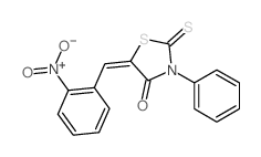 5-[(2-nitrophenyl)methylidene]-3-phenyl-2-sulfanylidene-thiazolidin-4-one structure
