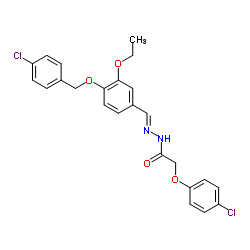 N'-[(E)-{4-[(4-Chlorobenzyl)oxy]-3-ethoxyphenyl}methylene]-2-(4-chlorophenoxy)acetohydrazide结构式