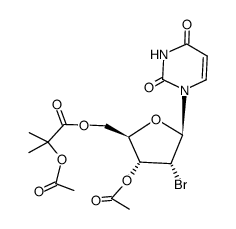 1-(5-O-(acetoxyisobutyryl)-3-O-acetyl-2-bromo-2-deoxyribosyl)uracil Structure