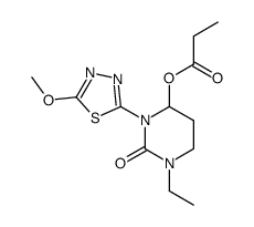 tetrahydro-1-(5-methoxy-1,3,4-thiadiazol-2-yl)-3-ethyl-6-propionyloxy-2(1H)-pyrimidinone结构式