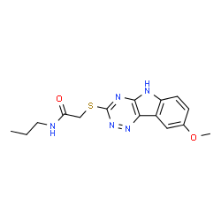 Acetamide, 2-[(8-methoxy-2H-1,2,4-triazino[5,6-b]indol-3-yl)thio]-N-propyl- (9CI)结构式