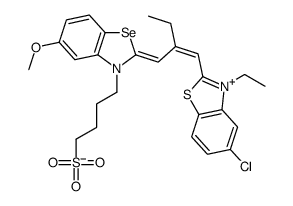 5-chloro-3-ethyl-2-[2-[[5-methoxy-3-(4-sulphonatobutyl)benzoselenazol-2(3H)-ylidene]methyl]but-1-enyl]benzothiazolium结构式