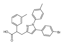 3-[5-(4-Bromo-phenyl)-1-p-tolyl-1H-pyrazol-3-yl]-2-m-tolyl-propionic acid Structure