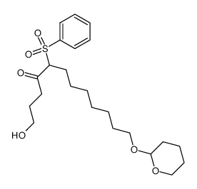 1-hydroxy-5-(phenylsulfonyl)-12-[(tetrahydro-2H-pyran-2-yl)oxy]dodecan-4-one结构式